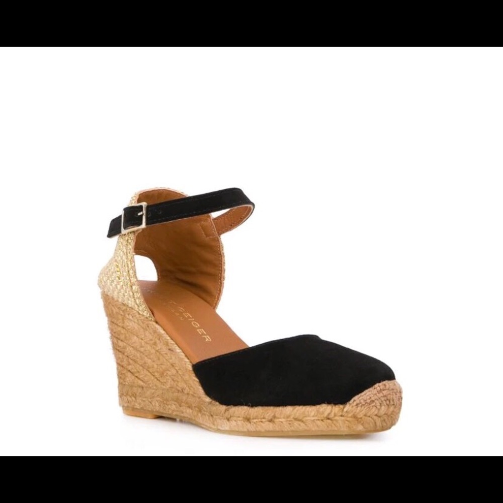 Kurt Geiger Monty blk wedge espadrilles Sz. 7.5 - Picture 1 of 15